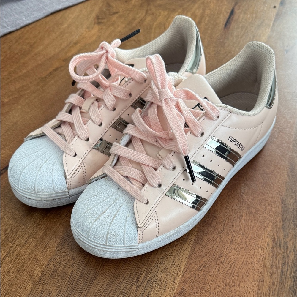 Adidas Superstar Blush Pink with Silver Stripes